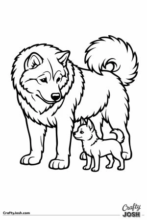 Malamute standing beside a much smaller dog