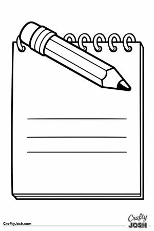 Notepad with a chunky pencil resting across the page