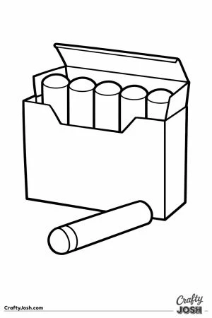 Open box of chalk with one stick resting outside