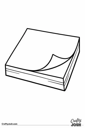 Pad of sticky notes with the top sheet curling up