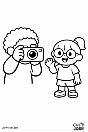 Parent holding up a camera to take a first day photo