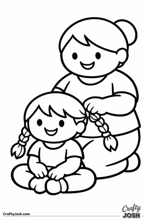Parent tying a childs braids before school