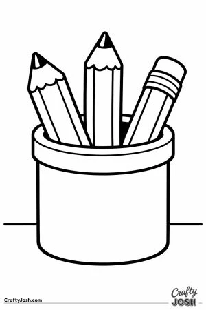 Pencil pot holding three chunky pencils at different angles