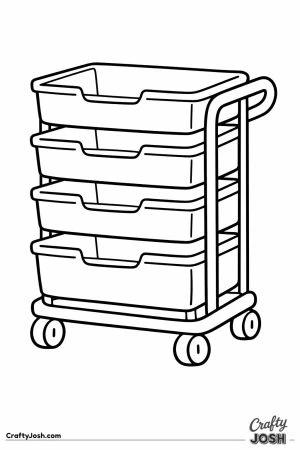 Rolling cart with four wide pull out trays