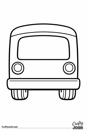 School bus seen from behind with two round tail lights