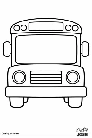School bus seen straight from the front with round headlights