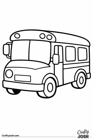 School bus turning a corner seen from a front angle