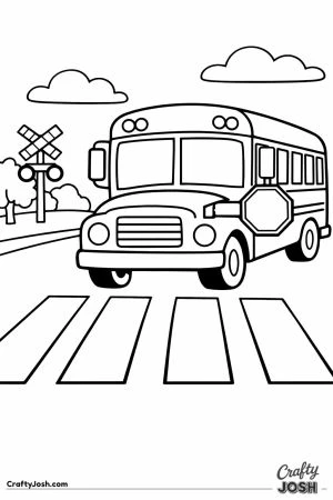 School bus waiting at a striped road crossing