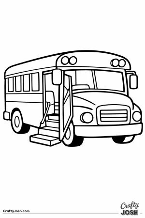 School bus with its steps lowered to the ground