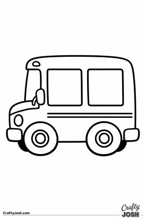 Short stubby school bus with just two big windows