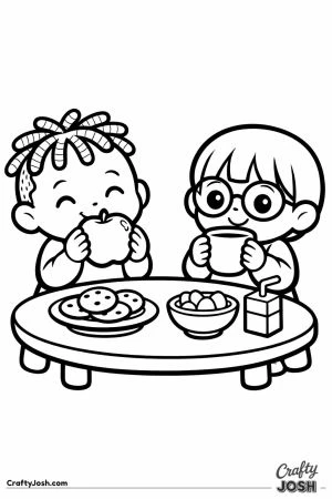 Snack time at the low round table