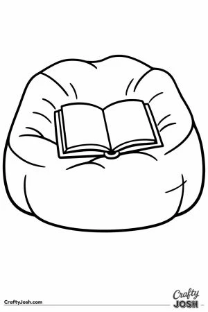 Squashy beanbag with an open book resting on top