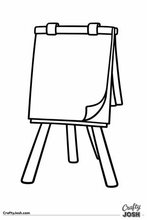Standing easel holding a big blank paper pad