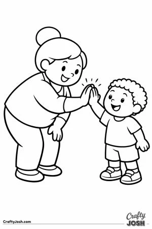 Teacher and child meeting for a high five