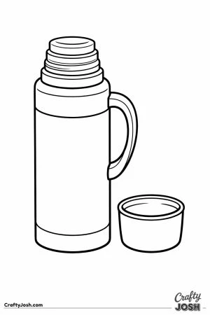 Thermos flask with its cup lid sitting beside it