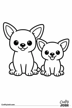 Two chihuahua puppies sitting side by side