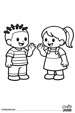 Two children waving hello to each other for the first time