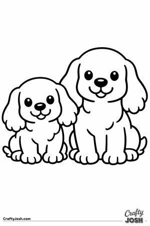 Two cocker spaniel puppies sitting side by side