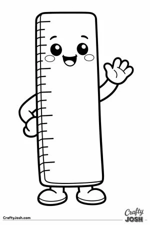 Waving ruler character standing on two little feet
