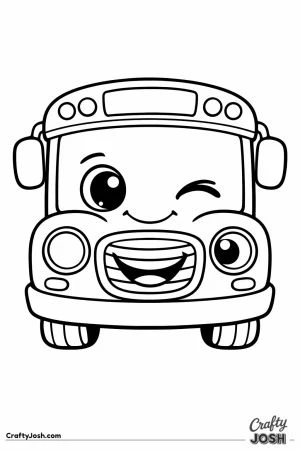 Winking school bus with one headlight closed