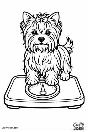 Yorkshire terrier standing on a scale far wider than itself