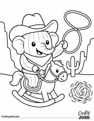 Lirilì Larilà becomes a cheerful Wild West cowboy, riding a wooden rocking horse while swinging a lasso toward a runaway tumbleweed in the desert