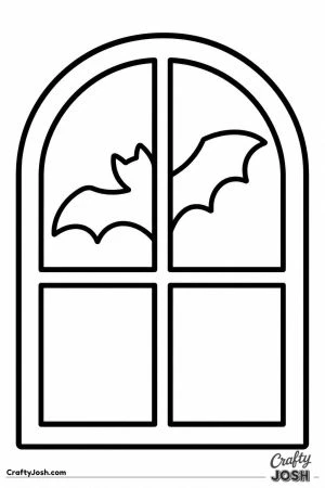 Arched window with a bat outline