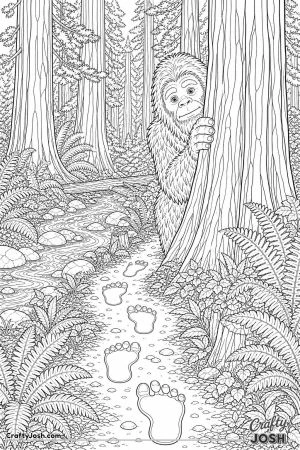 Big footed forest creature among giant redwoods