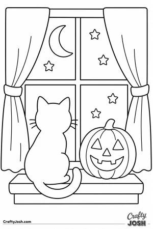 Black cat watching from a window