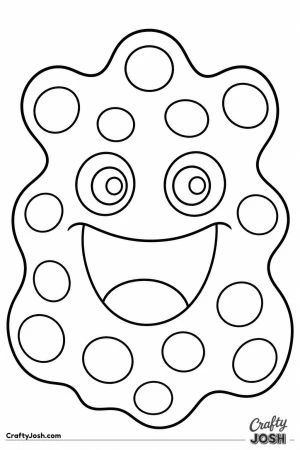 Blob monster face with big polka dots