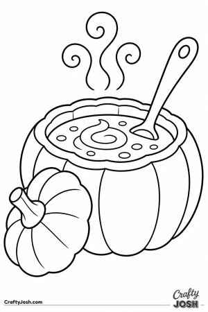 Bowl of pumpkin soup served in a hollow pumpkin