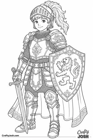 Boy in a detailed knight armor costume