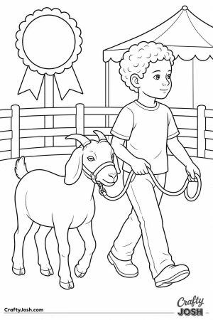 Boy walking his goat at the county fair