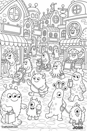 Busy monster city street