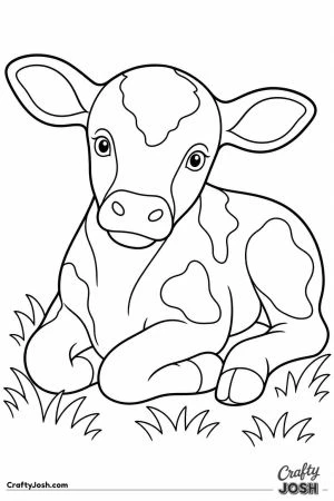 Calf lying down with its head up