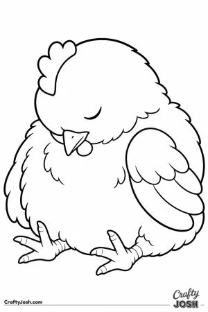 Chick asleep curled up