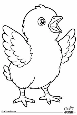 Chick cheeping with its beak open
