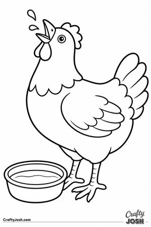 Chicken tipping its head back to drink