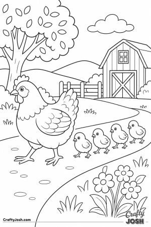 Chicks following their mother in a line