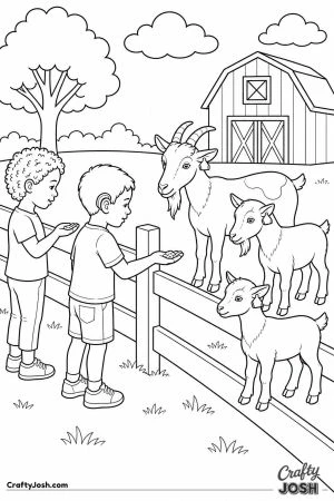 Children feeding goats at a petting farm