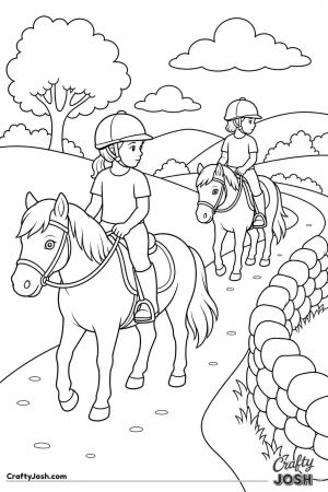 Children pony trekking along a hill path