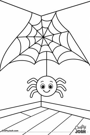 Cobweb in the corner with a friendly spider