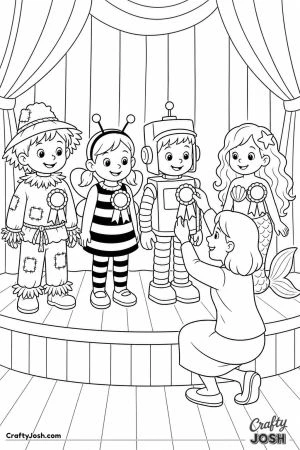 Costume contest on a small stage with ribbons