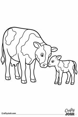 Cow and calf touching noses