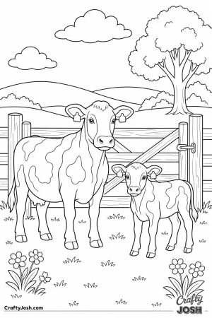 Cow and calf waiting at the field gate