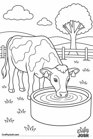 Cow drinking from a water trough