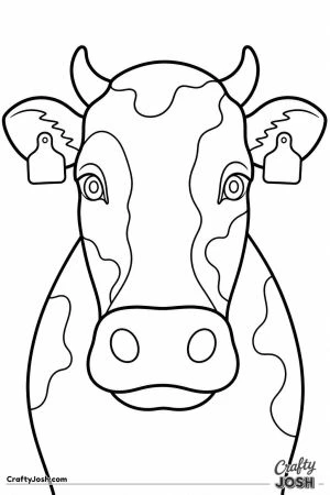 Cow head with big ears and a wide nose