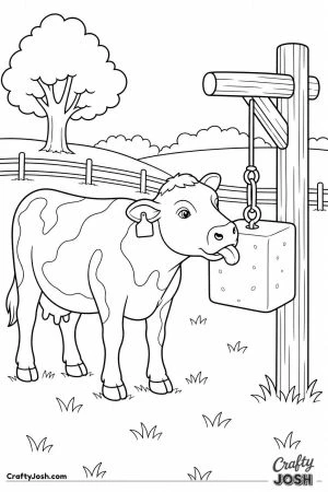 Cow licking a salt lick block