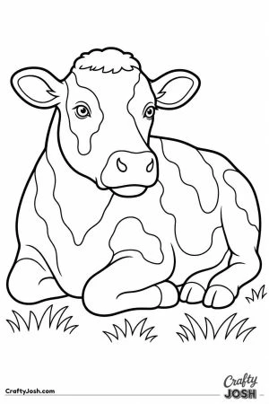 Cow lying down chewing its cud