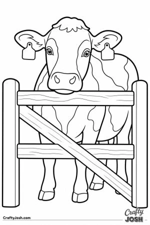Cow peeking over a farm gate